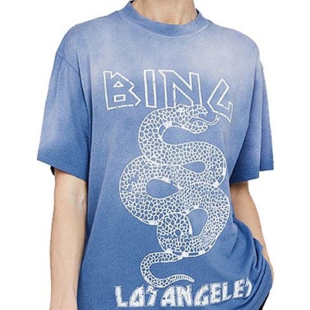 Anine Bing Blue Snake Graphic Tee